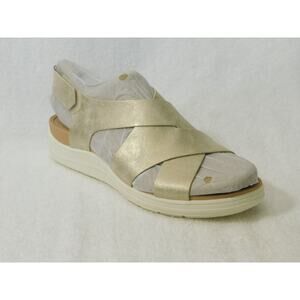 W605 Dr. Scholl's Time Off Sea Light Gold Strappy Sandals Size 8.5 M